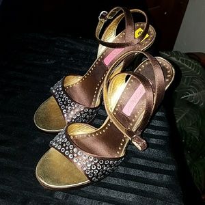 BETSEY JOHNSON JEWELED HIGH HEEL SANDALS